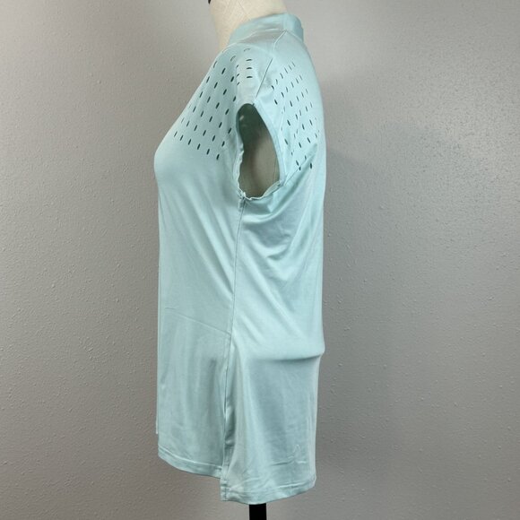 Tanmolo V-Neck Activewear Top Womens Sz S Mint Green Perforated Cap Sleeves NWT - Picture 4 of 16